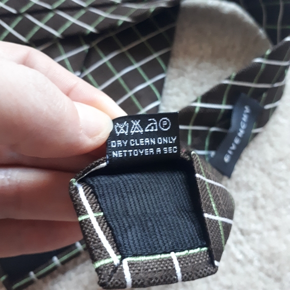 GIVENCHY PARIS / Men's 100% Silk Tie - Brown, Green & White - Picture 5 of 7